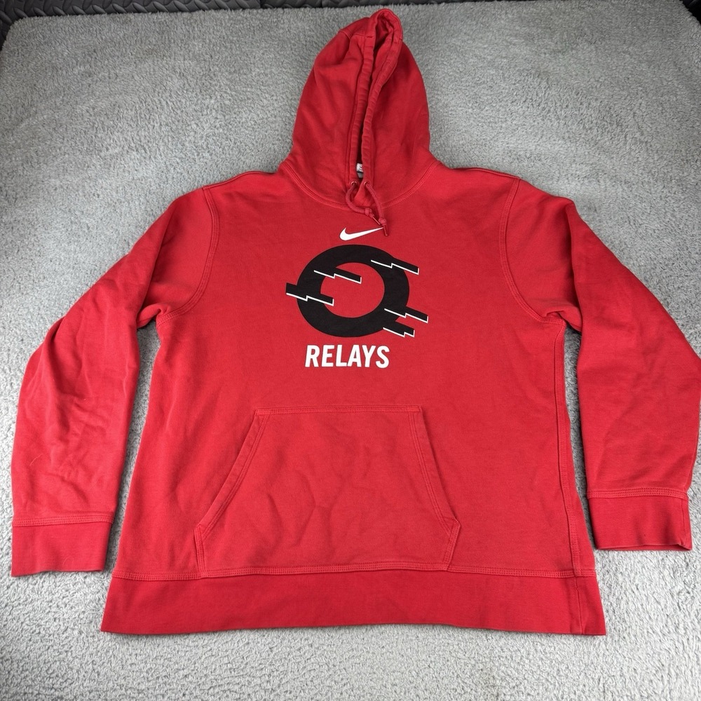 Nike Oregon Relays Track & Field Hoodie Sweater Sweatshirt Red Size Large